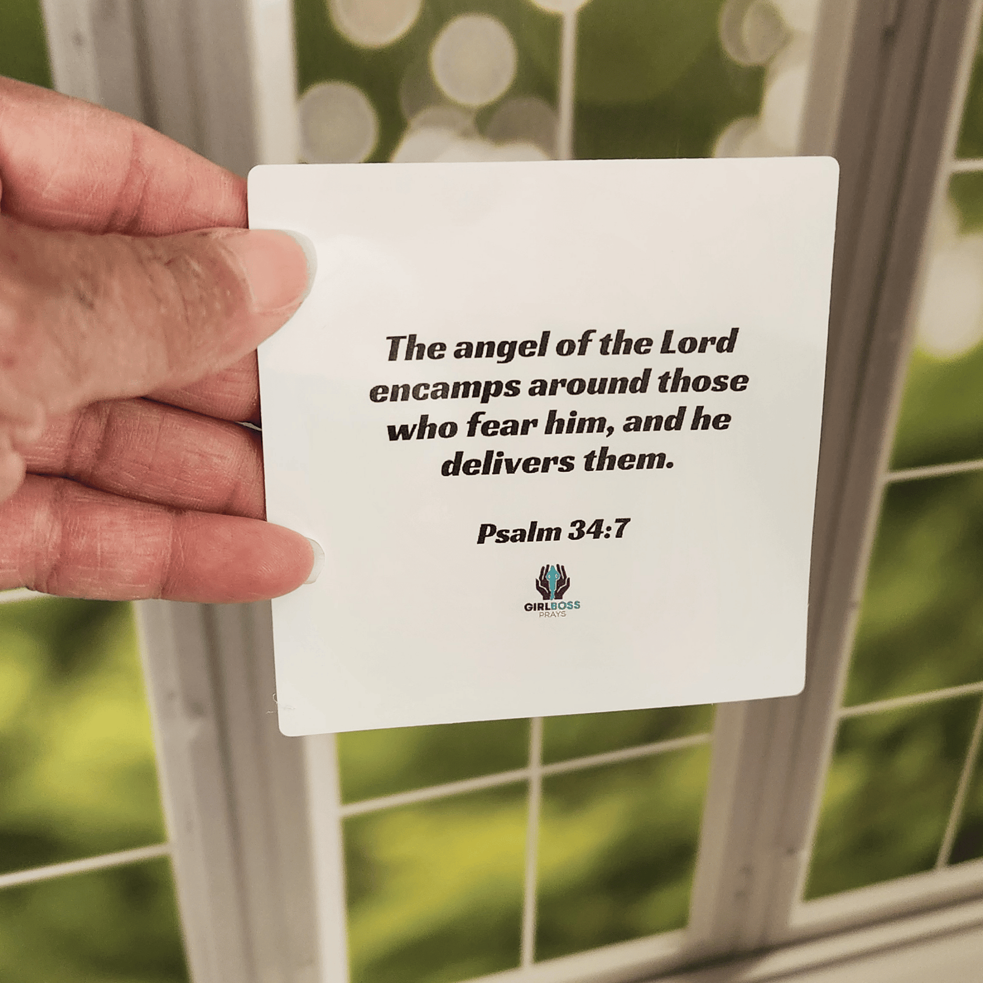 Close-up of a Still Waters card featuring a calming scripture verse in elegant, soft-toned design.